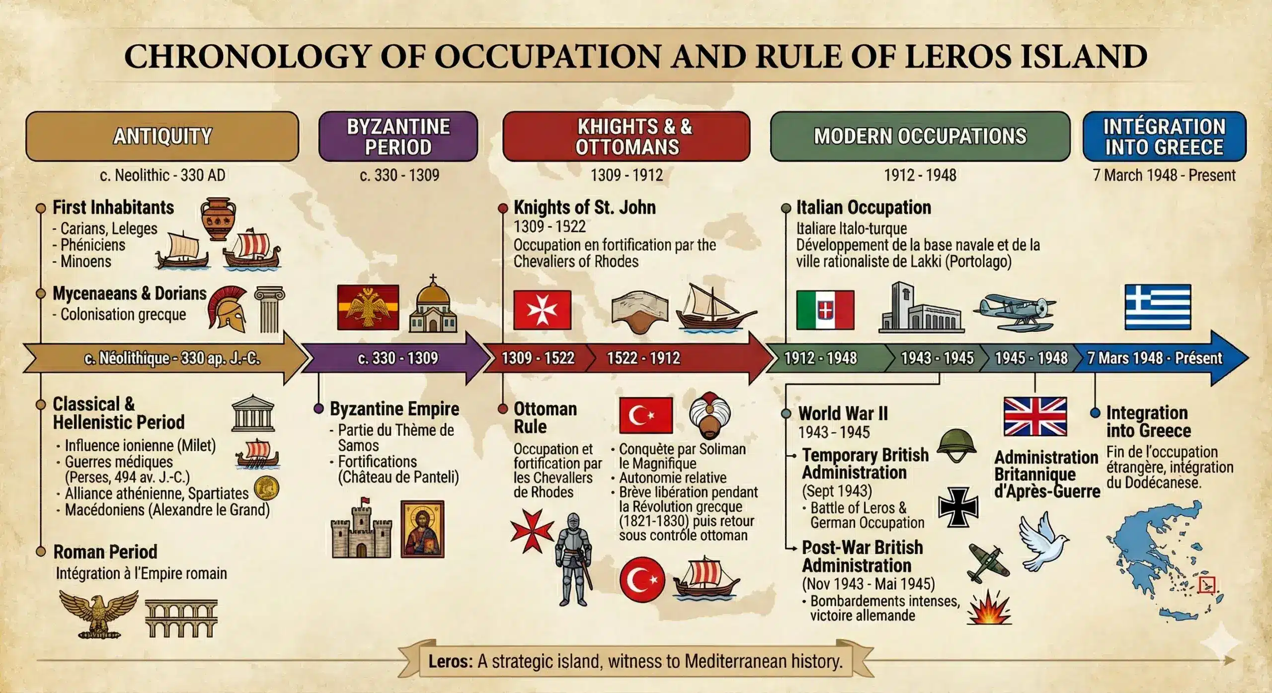 Evolution de l'hisotoire de Leros